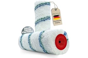 ORGAFLIX Profi Farbwalze 25cm - 2 Stück - Ideale Farbaufnahme und Abgabe - Florhöhe ca. 18mm, Kern 48mm, Farbroller Wandfarbe, Malerrolle groß, Farbrolle, Malerwalze, Maler-Zubehör, Maler-Set