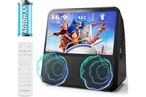 MAITE Lettore DVD Portatile Bluetooth, 4000mAh Ricaricabile Lettore DVD Region Free per Auto con altoparlanti Integrati Doppi, Compatibile CD/Bluetooth/USB/RCA/Jack Cuffie, Lettore CD Bambini con Funzi