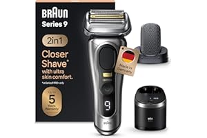 ‎BRAUN Braun Series 9 Pro+ Rasierer Herren Elektrisch, Elektrorasierer mit 5 Rasierelementen, ProComfort Aufsatz, Rasierapparat, 2-in-1-System, Reinigungsstation, 60 Min Akku, Made in Germany, 9597cc, Silber