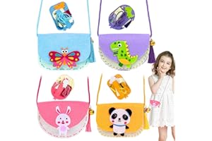 Cosysparks Kit da cucito per bambini, 4 Pack kit feltro fai da te fai da te cucito creativo kit Divertente DIY Educativo Cucire Craft Regalo con Strumenti di Cucire per Ragazze (Stile corda lunga)