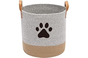 MOREZI Cestino per giochi,cesto per la biancheria,cesto porta giochi per animali domestici.Utilizzato per riporre giocattoli per cani,vestiti,cibo e altre forniture-Cachi/Grigio