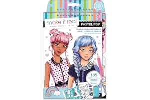 Make It Real – Fashion Design Sketchbook: Pastel Pop. Coloring Book for Girls, Includes Sketchbook, Stencils, Puffy and Foil Stickers, Design Guide