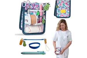 La Repera de Enfermera® Salvabolsillos Enfermeria: Organizador de Bolsillo Premium | Porta Tijeras Enfermería | Ideal para Regalos de Enfermería y Accesorios para Enfermeras (BUBBLES & DAISIES)