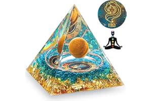 HuiJuKeJi Pirámide orgonita Piedra curativa Acuario Constelación Regalos - 12 Piedra astrológica Ojo de tigre Pirámide cristal piedra cumpleaños para Astrología Energía Curación Chakra 6cm -Acuario