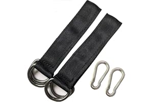 CZlinOduMMX 2 Stück Swing Hanging Kit Hängematte Befestigung Schaukel Aufhängung Befestigung Nylon Hanging Gurt mit 2 Schwerlast Karabinern und D-Ringen für Schaukel Hängematten(Schwarz)