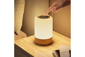 GÖRVITOR Lampka nocna LED, dotykowa, ściemniana, lampa stołowa, zasilana bateriami, 8 kolorów i 3 tryby, słoje drewna, lampka nocna, ładowanie przez USB, funkcja timera, do sypialni, salonu