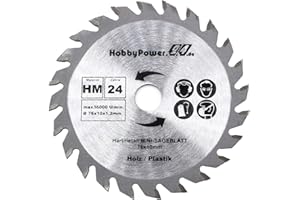 HOBBYPOWER24 1 sztuka HM brzeszczot do piły tarczowej 76 x 10 mm 24 zęby brzeszczot piły piły nowe do mini ręcznej pilarki tarczowej pilarki tarczowej