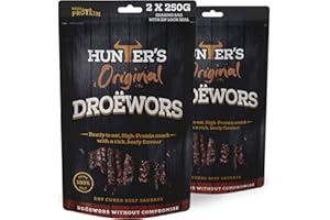 HUNTERS BILTONG Hunters Droewors - Original Beef Sticks, Droewors, High Protein, Low carb, Thin Sticks of Authentic Beef Droewors, Convenient Snack – Original Beef Sticks, Droewors - 500g