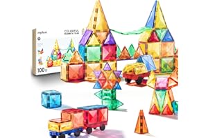 Mideer Magnetic Tiles for Kids, 100Pcs 3D Magnetic Building Blocks Tiles Set, Learning Educational STEM Toys Gifts for 3 4 5 6 7 Year Old Boys and Girls