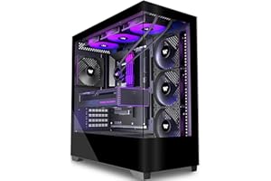 KEDIERS PC Gehäuse Vorinstallierter 4 × 120MM Schwarz Lüfter, ATX Mid Tower PC Gehäuse, Computergehäuse mit Panoramaaussicht Gehärtetes Glas Front Panel,Schwarz，P4