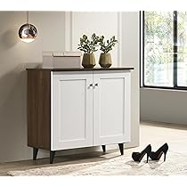 DeckUp Plank Lexis 2-Door Engineered Wood Shoe Rack (Walnut and