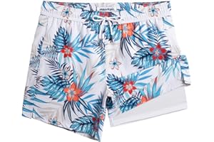 Maamgic Uomo Costume da Bagno Corto 2-in-1 Compressione Pantaloncini da Surf 7 Pollici Interni Asciugatura Rapida Shorts con Tasche