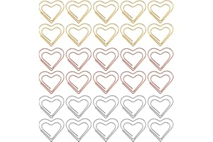 Goiern® 30 sztuk spinaczy biurowych w kształcie serca (srebrne/różowe złoto/złoto), spinacze biurowe, spinacze do biura, sali lekcyjnej