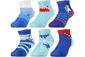 Queenshin 6 Paia di Calze Ragazzo Calzini Bambino con Elegante Design Traspirante e Resistente 3-12 Anni
