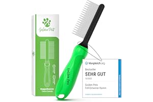 ‎GOLDEN PETS TESTURTEIL SEHR GUT Fell-Entwirrer Kamm I Hundebürste & Katzenbürste mittel bis langhaar geeignet I Kleine - große Tiere I Einfache Reinigung I + neues E-Book