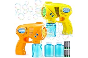 JOYIN 2 bubbelpistoler för barn med bubbellösning (2 x 130 ml). Såpbubbelmaskiner för fester, Halloween, inomhus- och utomhus
