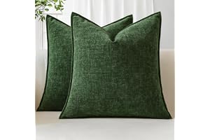 Sungeek Set med 2 mjuka chenille-kuddfodral 40 x 40 cm fyrkantiga dekorativa kuddöverdrag med sydd kant enfärgade kuddöverdrag för heminredning soffa bäddsoffa vardagsrum
