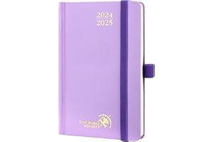 POPRUN Agenda de poche 2024 2025 Semainier 16 x 10,5 cm, Petit Planner Scolaire 17 Mois D'août 2024 à déc 2025 Couverture Rigide avec Intervalle Horaire, Papier Certifié FSC® 80 g/m² - Violet