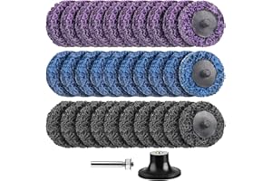 Shineboc 30pcs Grinding Discs 50mm Paint Stripping discs 2 Inch Sanding Discs for Drill Rust Removal Disc for Metal Steel Grinding Polishing(Purple/Blue/Black)