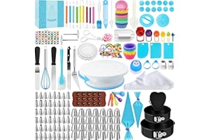 AZOMKER Kit Patisserie, Plateau Tournant Patisserie, Moule Gateau, Moule Layer Cake, Ustensiles à Pâtisserie, Kit Patisserie Professionnel, Accessoire Patisserie (442 Pièces)