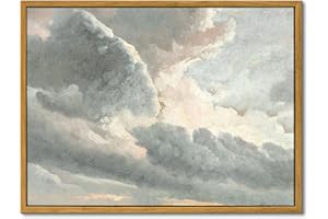 InSimSea Framed Canvas Wall Art Vintage Decor, Room Decor Classical Oil Painting Canvas Prints Study of Clouds with a Sunset near Rome Vintage Landscape Wall Art Home Decor, 12"x16"