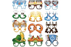 AORIHER 24 Pieces October Festival Party Decorations Bavarian Beer Festival Paper Eyeglasses Funny Photo Booth Props Glasses for German Theme October Festival Party Favors Supplies