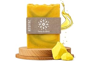 SAVIA DE ALMA Jabón de Azufre Artesanal y Vegano – Jabón en Barra Natural, Facial, de Manos y Cuerpo | Purificante, Antibacteriano y Biodegradable | Hecho en España con Ingredientes Naturales | 100 g (1, Azufre)