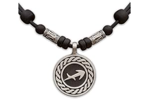 HANA LIMA 1 von 12 Sternzeichen Tierkreiszeichen an Verstellbarer Lederkette mit Edelstahlperlen Horoskop Horoscope Halskette Surferkette