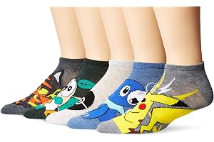 Pokémon män 5-pack No Show ankelstrumpor lediga strumpor (5-pack)