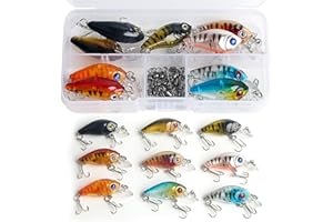 Realure 9 Pcs Minnow Bass Fishing Lures Set with Swivels, Wobbler Crankbaits with Treble Hooks, Sea Fishing Lures for Bass, Pike, Trout, Perch Lures, Hard (Mixed Colors)