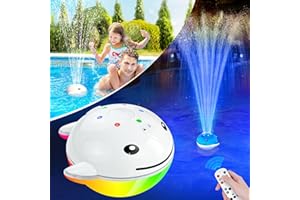 DeeprBling Springbrunnen Pool Schwimmend mit Unterwasser-Lichtshow, Wiederaufladbare Pool Wasserfontäne, 2 Sprühmodi mit Knöpfen und Fernbedienung, 7 Lichtmodi&Timer, Walfisch Schwimmend Pool Brunnen
