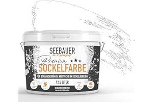 SEEBAUER diy® Sockelfarbe Weiß für Außen (No. 000 Weiß 300 ml) Rissfüllende Betonfarbe Dachfarbe Fassadenfarbe für Mauerwerk und Kellerwand