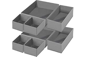 TOUYINGER 8 Pack Drawer Organiser Foldable Storage Box Wardrobe Draw Organizer Clothes Organiser Drawer Dividers Storage for Underwear, Baby Clothing, Bras, Socks, Ties, Scarves