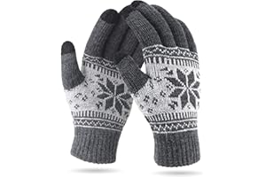 VENI MASEE Winter Touchscreen Gloves, Snow Flower Print, Keep Warm,for Men and Women
