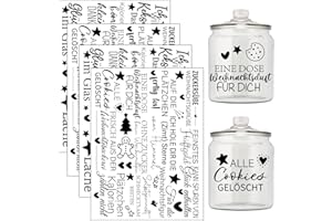 ‎HONGMA Hongma Rub On Sticker 19x14cm-Großformat Weihnachten Transfers 4PCS Sprüche für Raysin für Keraflott Glas Holz DIY Deko Rub On Folie Rubons Aufkleber (Keksdose)