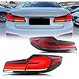 Xunder LED Sequential Tail Lights Compatible with BMW 5 Series G30 F90 M5 Pre-LCI 2017 2018 2019 2020 Facelift Dynamic Turn Signal Rear Lamps Assembly with Guards