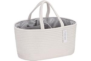 Hinwo Baby Windel Caddy 3-fach Säugling Kinderzimmer Einkaufstasche Tragbarer Auto Organizer Neugeborene Dusche Geschenkkorb Baumwollseil mit abnehmbarem Teiler für Windeln & Tücher