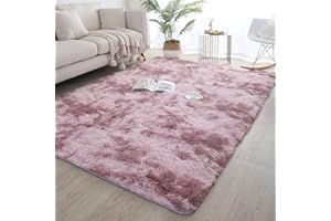 lekeplus 120x180cm Rugs Living Room Large Rugs Bedroom Anti Skid Rug Shaggy Soft Rug, for Living Room Bedroom Play Area Kids Room Luxury Decorative Dark pink