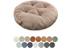Lsjoaw Cojín redondo de 30 cm de grosor, 6 cm, 1 unidad, cojín de suelo, redondo, cojín para silla, para salón, oficina, sala de conferencias, tejido de pana (marrón claro)