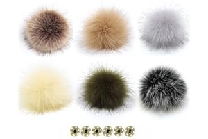 iDMRURvm 6 Stück Fellbommel Kunstfell Bommel Pompon Fellbommel Kunstpelz Flauschige für Hut mit Abnehmbarem Druck Knopf für Stricken Hut Schuhe Schals Tasche