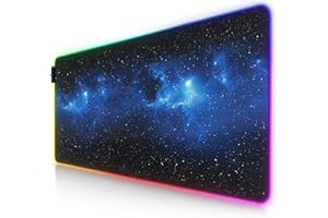 CSL-Computer – XXL RGB Gaming Mauspad – LED Schreibtischunterlage – 900 x 400 mm Übergröße – XXL Mauspad – LED Multi Color – 11 Beleuchtungsmodi – 7 LED-Farben plus 4 Effektmodi – waschbar – Sterne