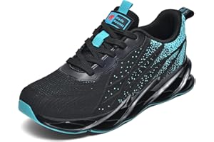 SNUGNAP Zapatillas Running Hombre Deportivas Mujer Sneakers Casual para Correr Gimnasio Tenis Fitness Comodos Deportivos Calzado Ligero Transpirable Bambas Negro Blanco EU 38-46