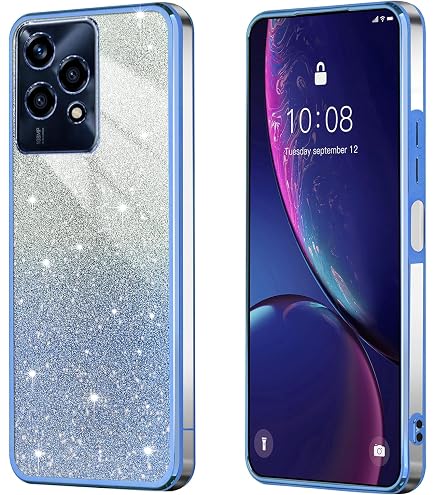 DESSEN Cover per Honor 200 Lite 5G Glitter - Trasparente Morbida Silicone Custodia Antiurto Protezione Case con Bordo Placcato e Carta Glitter, Viola