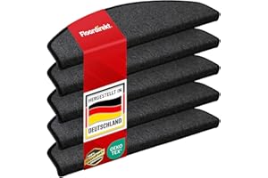 FLOORDIREKT PRO Floordirekt Treppenstufen Matten - London Pro Anthrazit - 15 Stück Stufenmatten Treppenteppich halbrund 25x65 cm