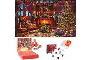 HUIKUANGEU 2024 Adventskalender Puzzle,Puzzle Weihnachten 1008 Teile,Weihnachten Puzzle für Erwachsene und Kinder, für Countdown bis Weihnachten Heimdekoration,für Urlaub Hausdekoration