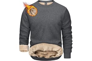 TACVASEN Herren Warme Fleece Pullover Sweatshirts Winter Langarm Shirts mit Fleecefutter