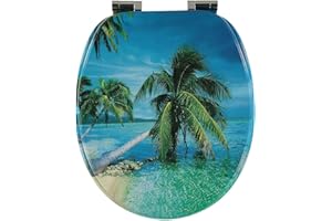 shelfmade Klodeckel mit Absenkautomatik Motiv aus MDF - Toilettensitz mit Absenkautomatik Motiv absenkbarer WC Sitz mit Absenkautomatik Toilettendeckel - bunte WC Deckel (Palmen)