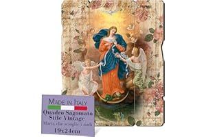 F.LLI BONELLA Fratelli Bonella Bild Madonna mit Knoten im Vintage-Stil, Gemälde aus Pappelholz, Dicke 8 mm, Bild Madonna für Schlafzimmer, 19 x 24 cm, 100 % Made in Italy