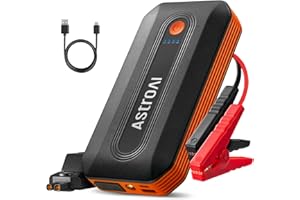 AstroAI B8 Arrancador de Baterias de Coche, 3000A 12V Arrancador de Coches Portatil (para 5.5L Disésel o 7.0L Gas), Jump Starter con Protección Inteligente con Luz LED para Cohe y Moto, Naranja