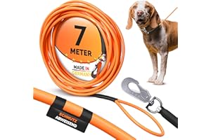 THEMAHUND 7m Schleppleine Hund PVC mit Polyesterkern 3–50 m mit Handschlaufe | 6 mm Trainingsleine extrem robust bis 240 kg – Hundeleine mit 360° Karabiner, leicht zu reinigen, sichtbar